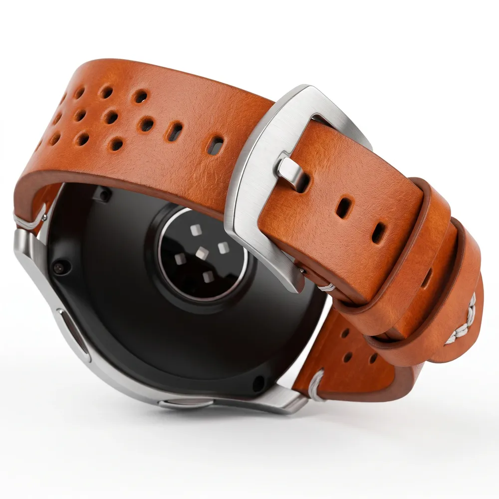 Bracelet montre cuir respirant 18 à 24 mm