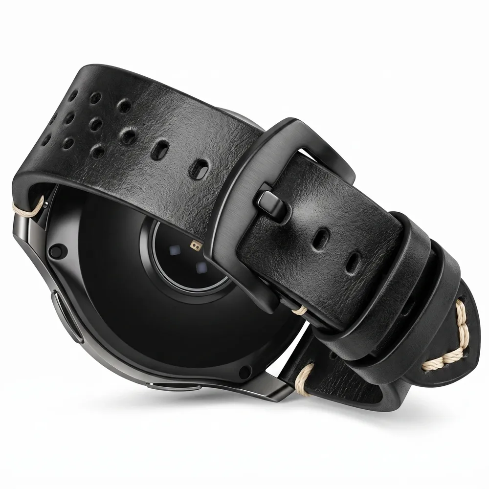 Bracelet montre cuir respirant 18 à 24 mm