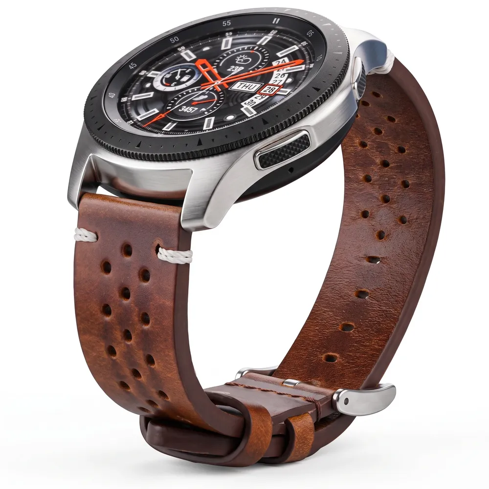 Bracelet montre cuir respirant 18 à 24 mm