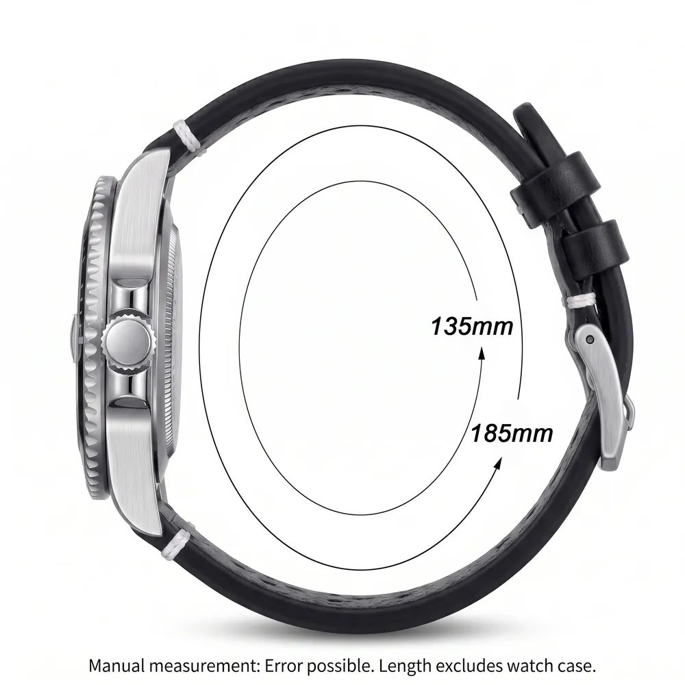 Bracelet montre cuir respirant 18 à 24 mm
