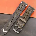 Bracelet montre cuir respirant 18 à 24 mm – Couleur du bracelet Green Black Buckle
