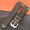 Bracelet montre cuir respirant 18 à 24 mm – Couleur du bracelet Green Silver Buckle