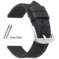 Bracelet montre cuir rétro 18 à 24 mm – Couleur du bracelet Black-Blue