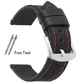 Bracelet montre cuir rétro 18 à 24 mm – Couleur du bracelet Black-Red