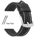 Bracelet montre cuir rétro 18 à 24 mm – Couleur du bracelet Black-White