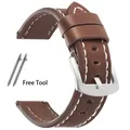 Bracelet montre cuir rétro 18 à 24 mm – Couleur du bracelet Dark Brown-White