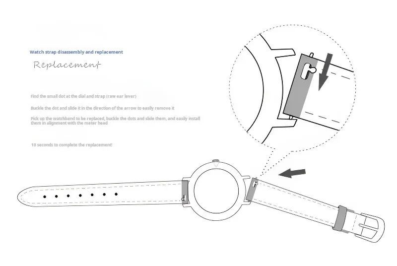 Bracelet montre cuir souple 12 à 18 mm