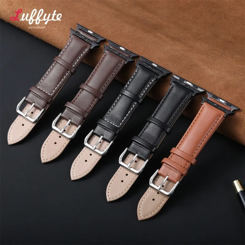 Bracelet montre cuir souple 38 à 49 mm pour Apple Watch