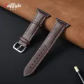 Bracelet montre cuir souple 38 à 49 mm pour Apple Watch – Couleur du bracelet Brown White-B
