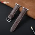 Bracelet montre cuir souple 38 à 49 mm pour Apple Watch – Couleur du bracelet Brown White-S