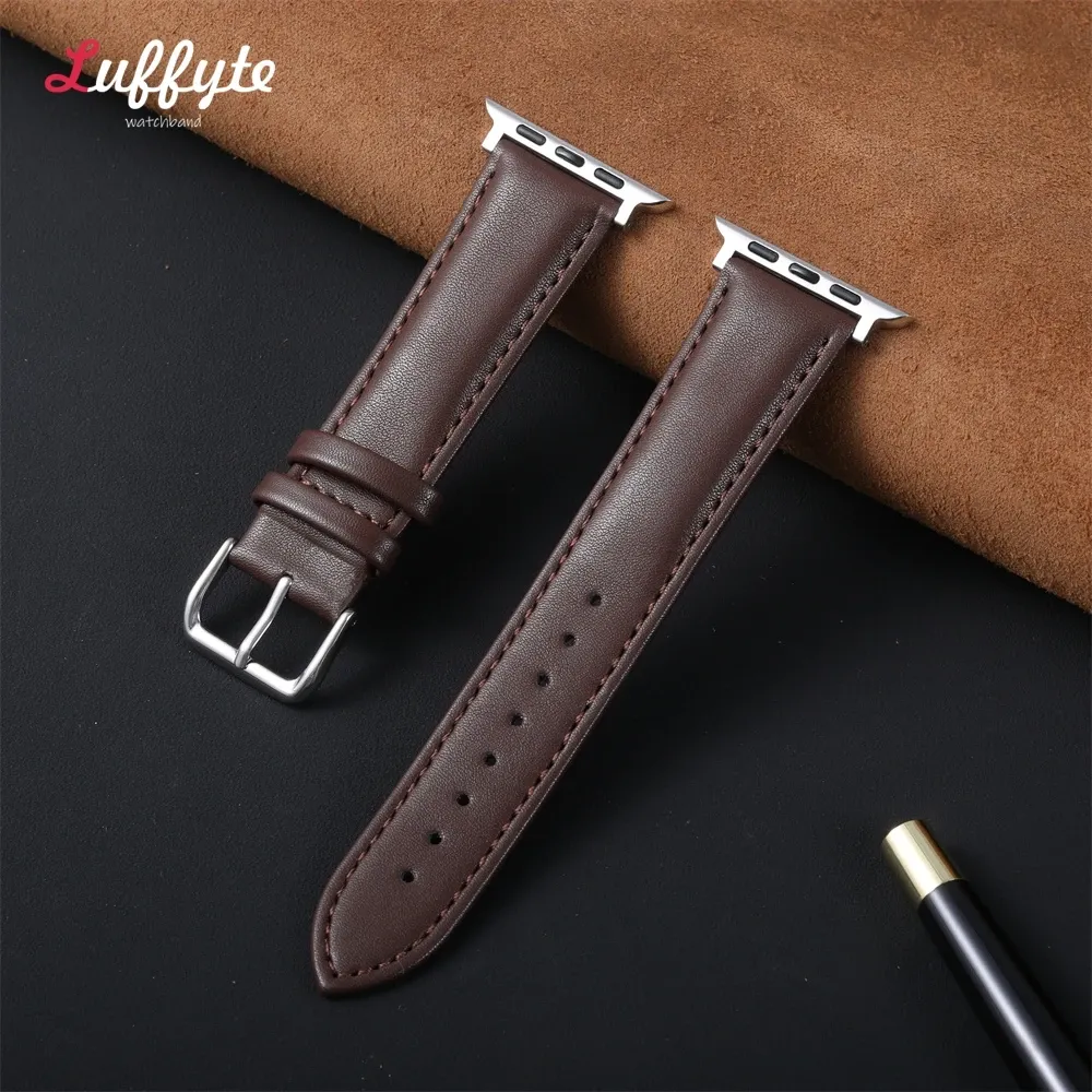 Bracelet montre cuir souple 38 à 49 mm pour Apple Watch