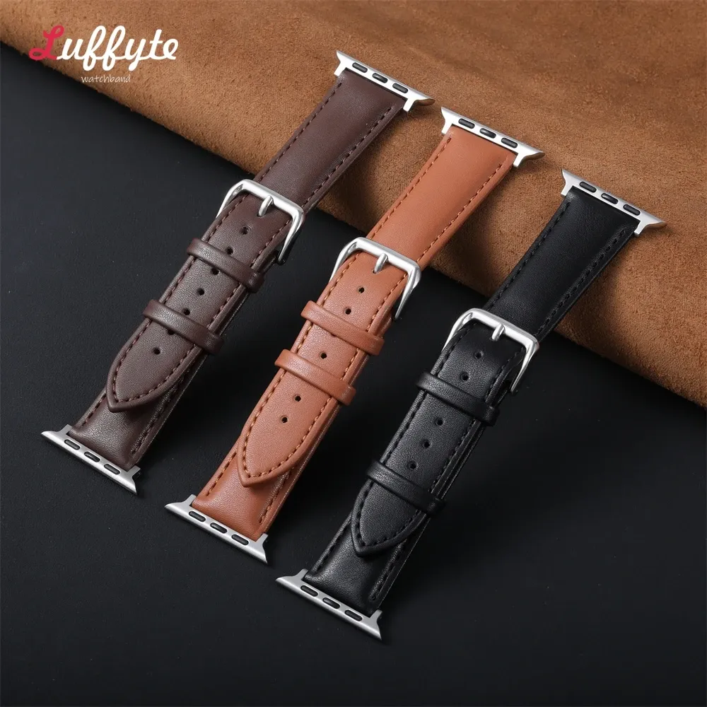 Bracelet montre cuir souple 38 à 49 mm pour Apple Watch