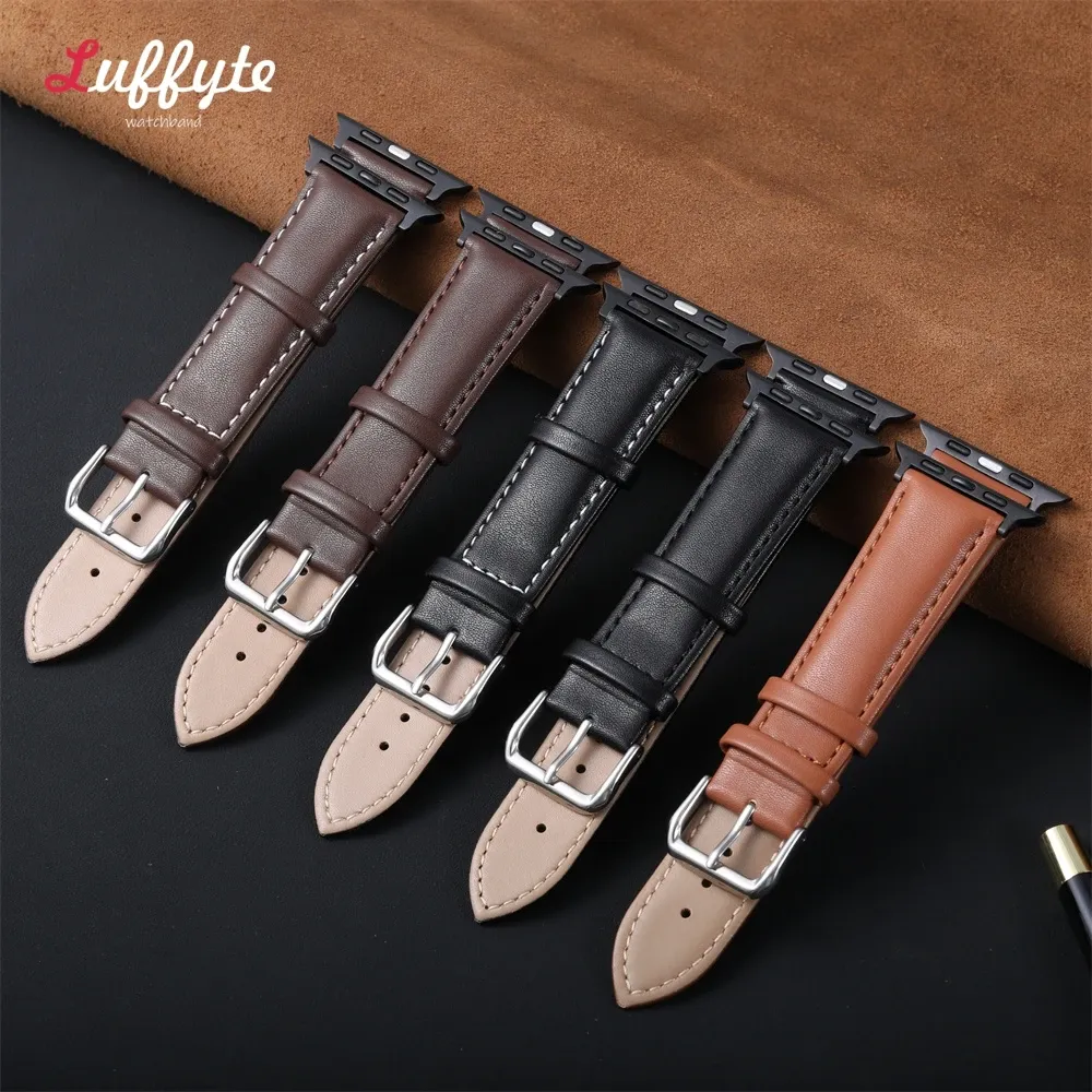 Bracelet montre cuir souple 38 à 49 mm pour Apple Watch