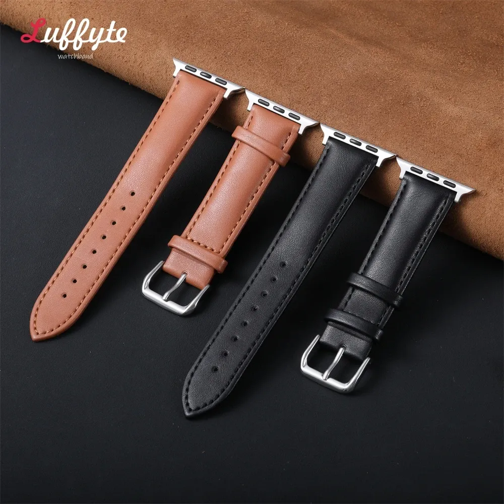 Bracelet montre cuir souple 38 à 49 mm pour Apple Watch