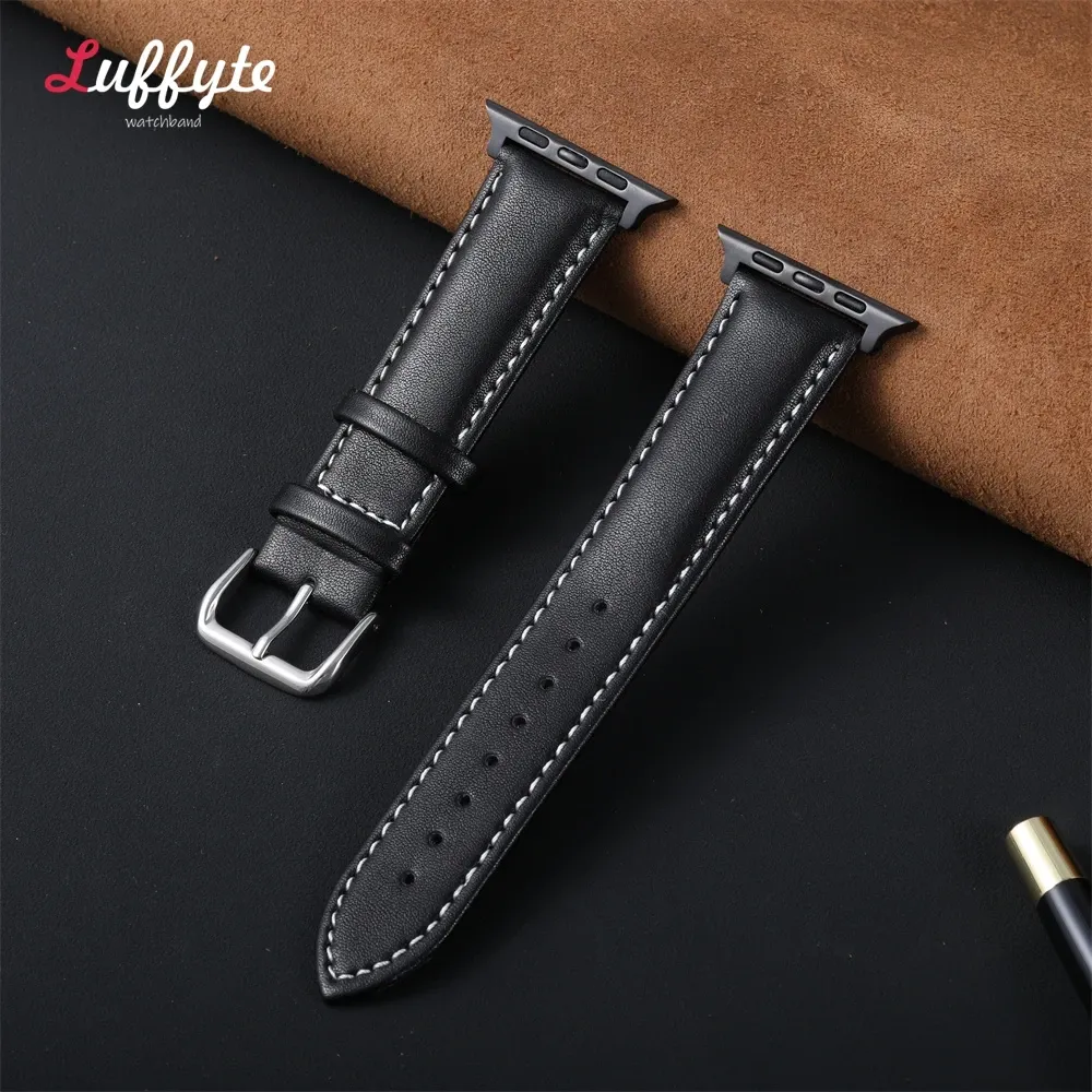 Bracelet montre cuir souple 38 à 49 mm pour Apple Watch