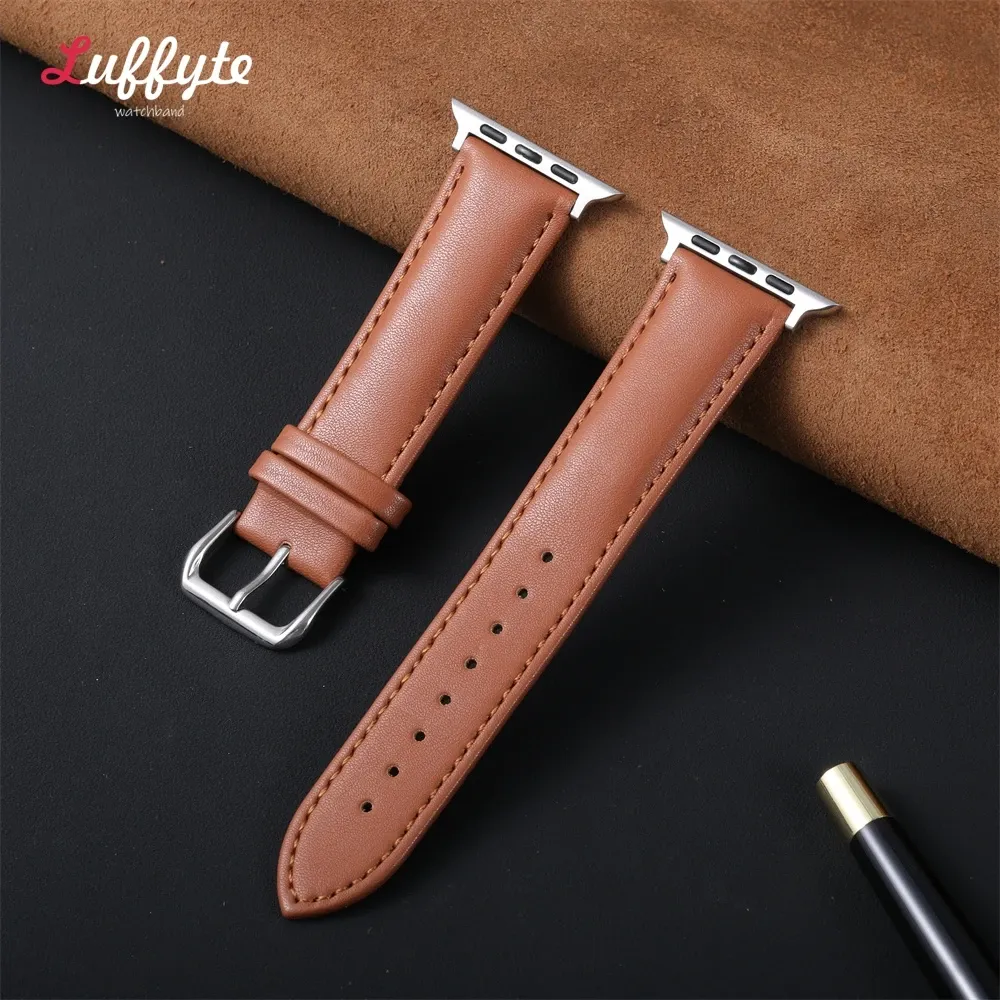 Bracelet montre cuir souple 38 à 49 mm pour Apple Watch