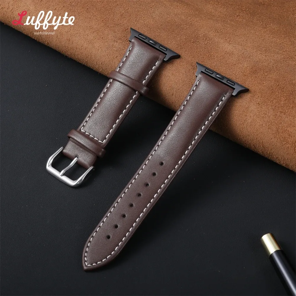Bracelet montre cuir souple 38 à 49 mm pour Apple Watch