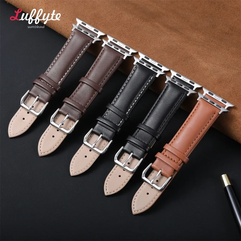 Bracelet montre cuir souple 38 à 49 mm pour Apple Watch