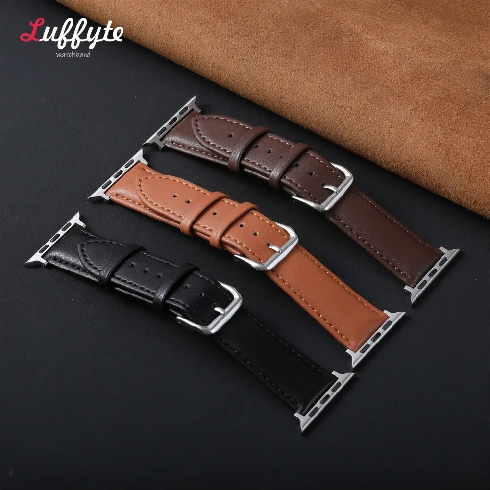 Bracelet montre cuir souple 38 à 49 mm pour Apple Watch