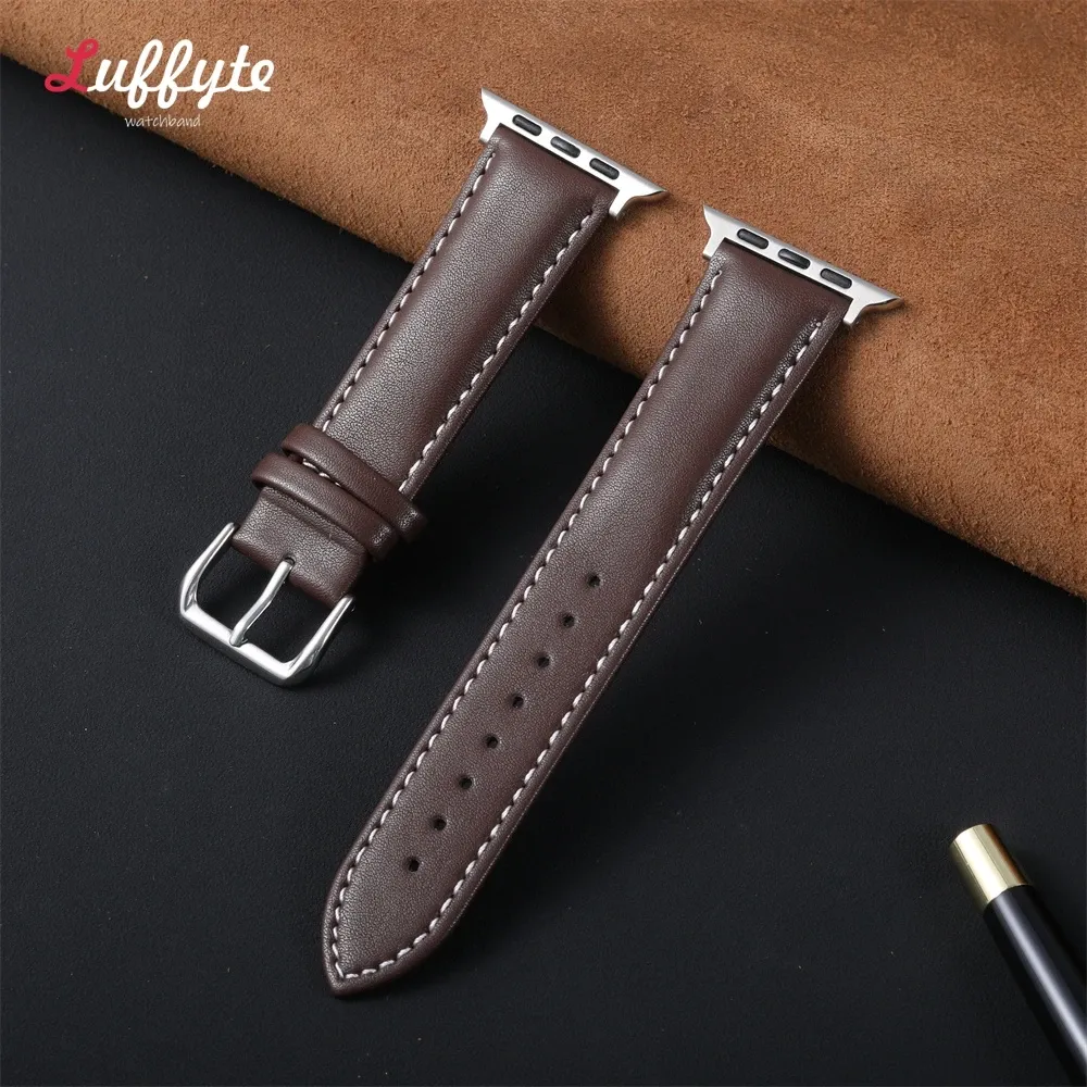 Bracelet montre cuir souple 38 à 49 mm pour Apple Watch