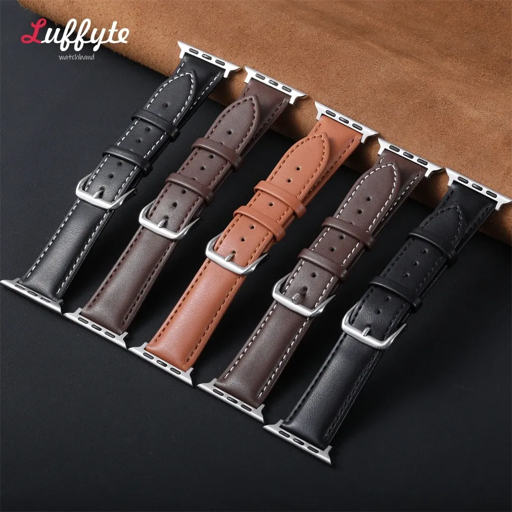 Bracelet montre cuir souple 38 à 49 mm pour Apple Watch
