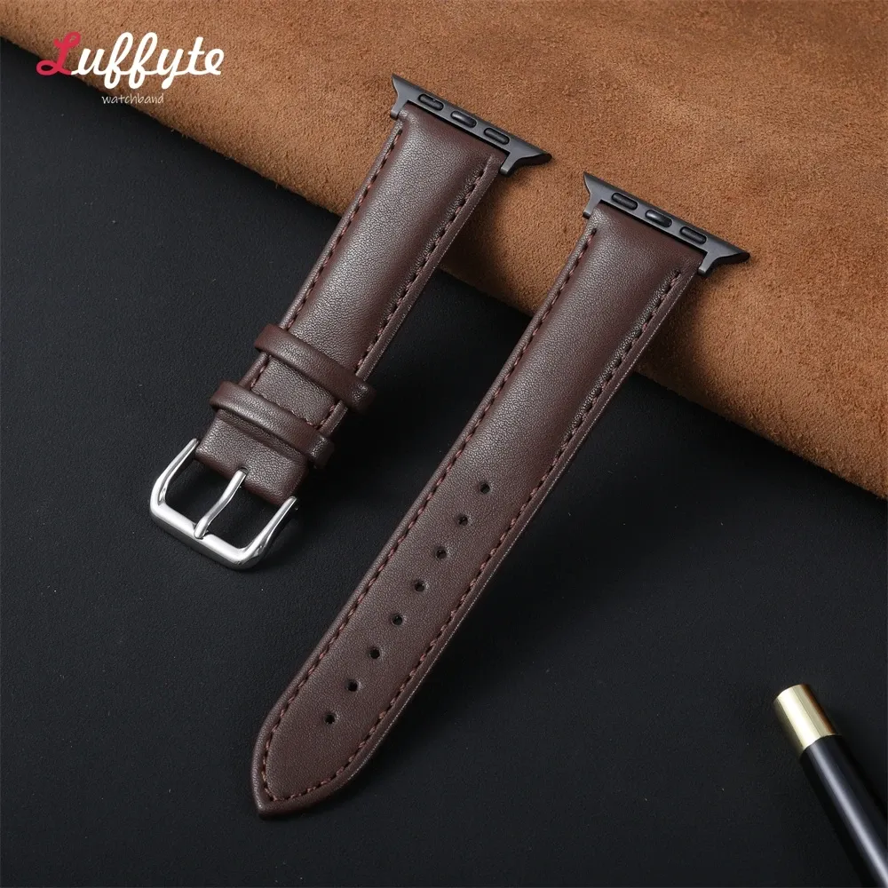 Bracelet montre cuir souple 38 à 49 mm pour Apple Watch