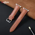 Bracelet montre cuir souple 38 à 49 mm pour Apple Watch – Couleur du bracelet Light Brown-S