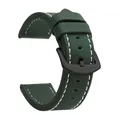 Bracelet montre cuir sport vintage 18 à 24 mm – Band Color Army Green Black 2
