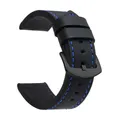 Bracelet montre cuir sport vintage 18 à 24 mm – Band Color Black Blue Black
