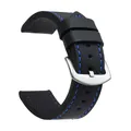Bracelet montre cuir sport vintage 18 à 24 mm – Band Color Black Blue Silver