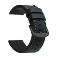 Bracelet montre cuir sport vintage 18 à 24 mm – Band Color Black Green Black