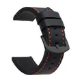Bracelet montre cuir sport vintage 18 à 24 mm – Band Color Black Orange Black