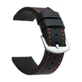 Bracelet montre cuir sport vintage 18 à 24 mm – Band Color Black Orange Silver