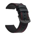 Bracelet montre cuir sport vintage 18 à 24 mm – Band Color Black Red Black