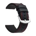 Bracelet montre cuir sport vintage 18 à 24 mm – Band Color Black Red Silver