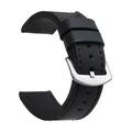 Bracelet montre cuir sport vintage 18 à 24 mm – Band Color Black Silver