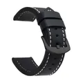 Bracelet montre cuir sport vintage 18 à 24 mm – Band Color Black White Black