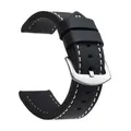 Bracelet montre cuir sport vintage 18 à 24 mm – Band Color Black White Silver