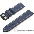 Bracelet montre cuir sport vintage 18 à 24 mm – Band Color Blue Black H