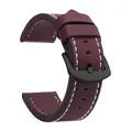 Bracelet montre cuir sport vintage 18 à 24 mm – Band Color Bronze White Black