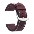 Bracelet montre cuir sport vintage 18 à 24 mm – Band Color Bronze White Silver