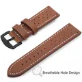 Bracelet montre cuir sport vintage 18 à 24 mm – Band Color Brown White Black H