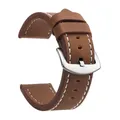 Bracelet montre cuir sport vintage 18 à 24 mm – Band Color Brown White Silver
