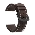 Bracelet montre cuir sport vintage 18 à 24 mm – Band Color Dark Brown White B