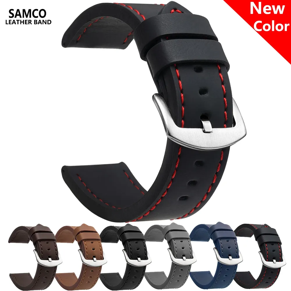 Bracelet montre cuir sport vintage 18 à 24 mm