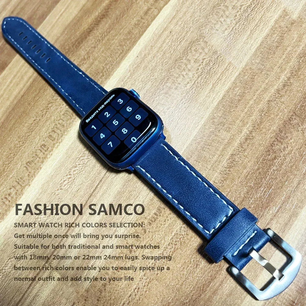Bracelet montre cuir sport vintage 18 à 24 mm