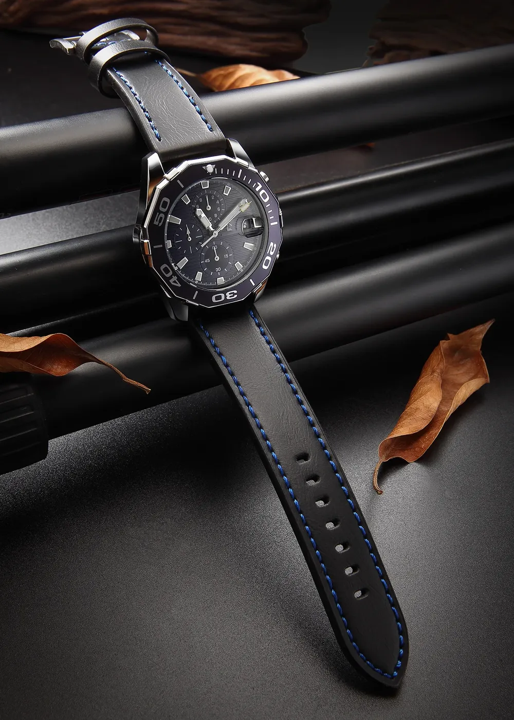 Bracelet montre cuir sport vintage 18 à 24 mm