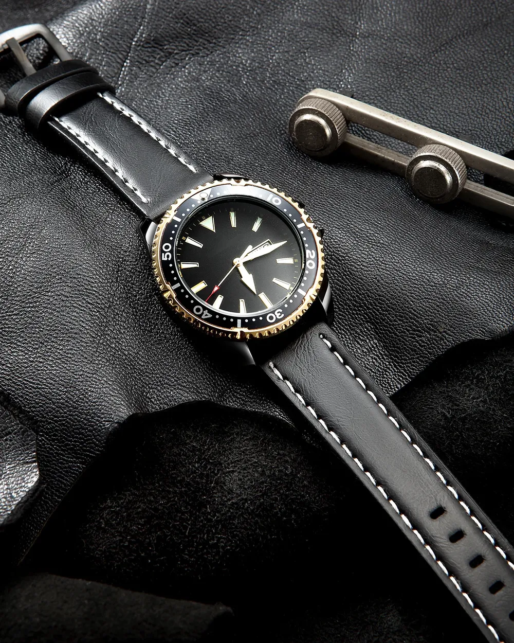Bracelet montre cuir sport vintage 18 à 24 mm