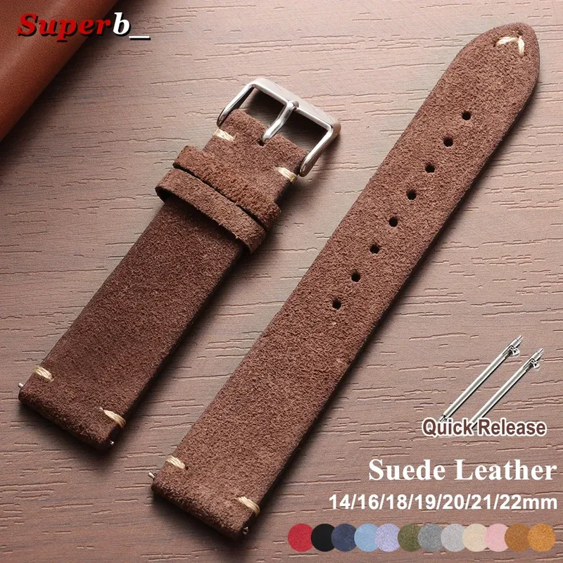 Bracelet montre cuir suédé 14 à 22 mm