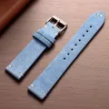 Bracelet montre cuir suédé 14 à 22 mm – Couleur du bracelet BLEU CLAIR